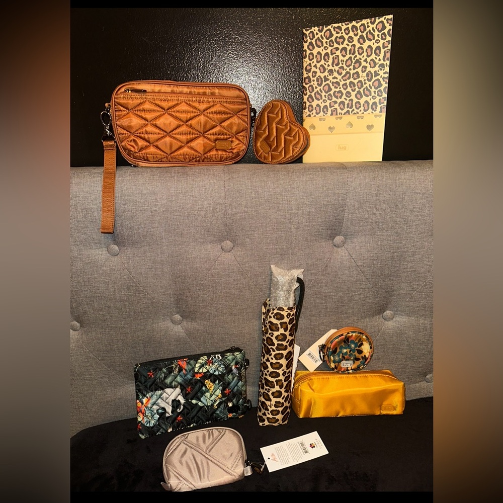 Lug Wildlife Black and Leopard Brown mixed items bundle. 8 items included